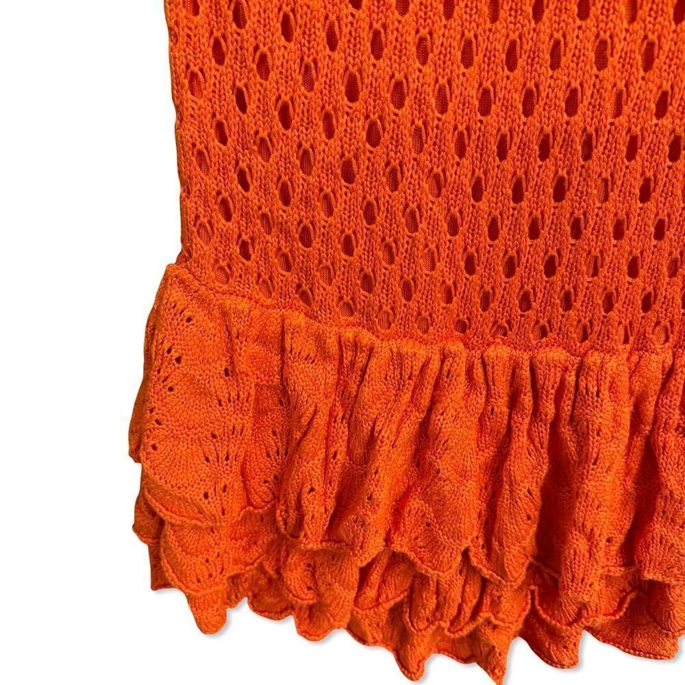 Beach Riot Polly Skirt Sunshine Haze Orange crochet knit fringe midi Revolve S - Picture 3 of 10